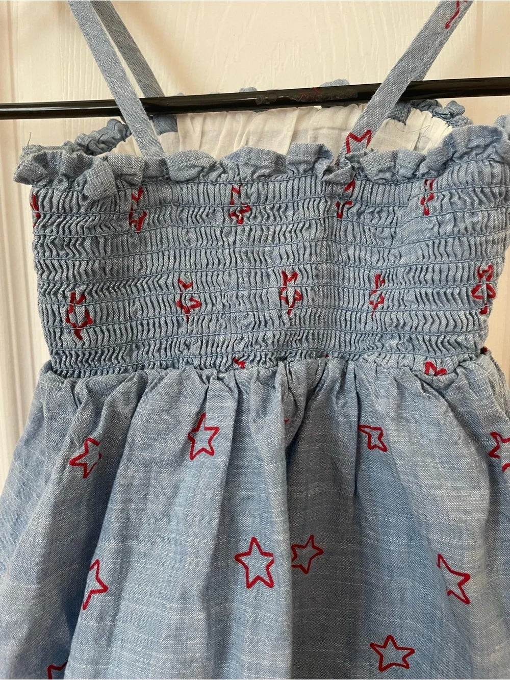 Cat & Jack Patriotic Light Blue Star Print Sundress with Red Stars